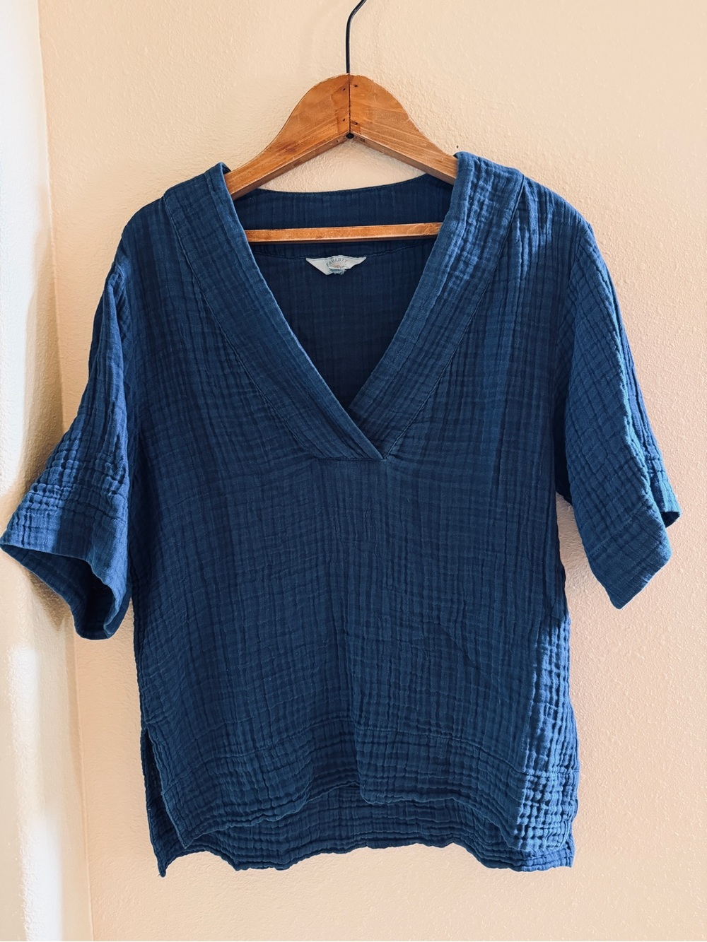 Faherty Navy Cotton Neck Tunic